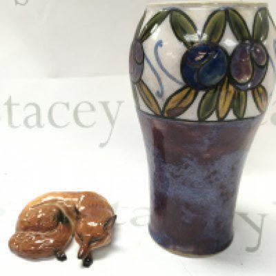 Royal Doulton vase and Beswick porcelain fox figure. This lot cannot be posted NO RESERVE