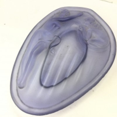 A small Art Deco glass dish with nude women design. 16cm tall. This lot cannot be posted