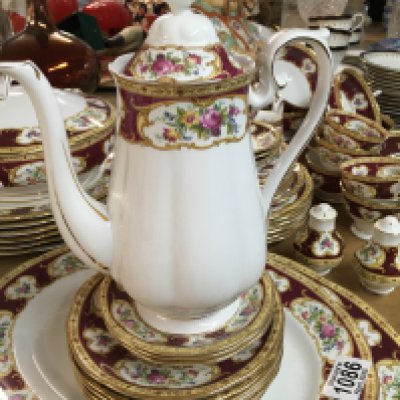 A Royal Albert Lady Hamilton service including coffee pot dinner plates cups saucers tureens milk