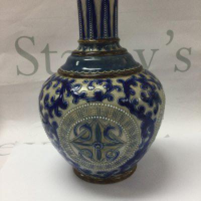 A Doulton Lambeth vase by Florence Barlow with scrolled decoration . 25 cm .