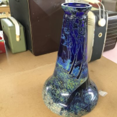 Internally decorated enamelled vase by Bayermann of Haida German / Noby Bor Czech. 11" tall.