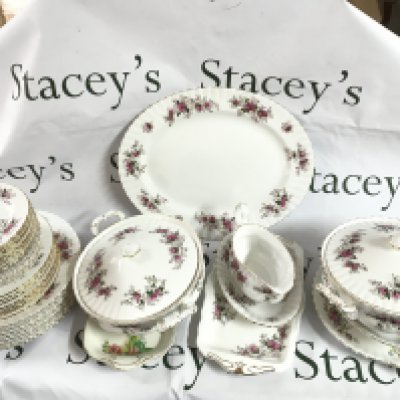 Royal Albert Lavender rose plates, dishes etc. Meissen bird and child figure, paperweight and Japanese ginger jar. this lot cannot be posted