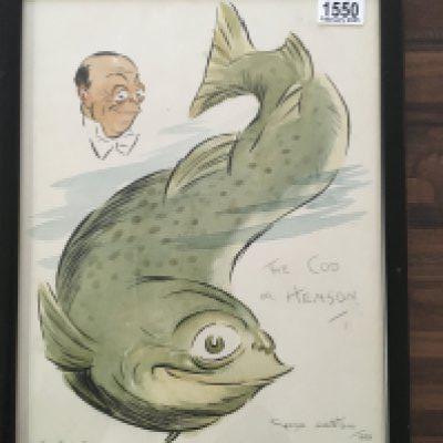 A framed George Whitelaw watercolour entitled The COD or Henson dated 1953 , 30 x 40 cm .
