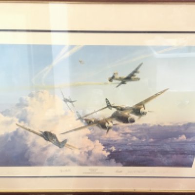 3 Framed WW2 Aircraft Prints signed By Crew. Approximate Size On Largest 80CM x 103CM (3) no Reserve.