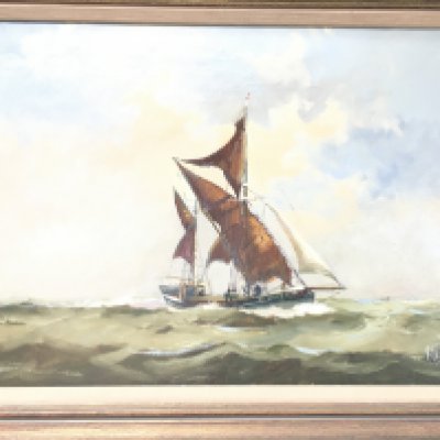 A Framed Vic Ellis Gilt Framed Oil On Canvas Approx Size 73CM X 57CM.
