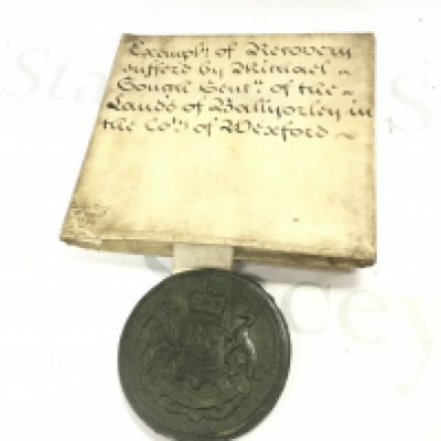 A 1773 King George III Vellum Document with the Great Seal of the Realm, Wexford Related . Postage category B