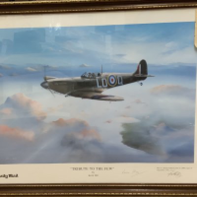Tribute to a Few, Keith Hill limited edition print signed by Wing commander PPC Barthropp DFC, AFC, RAF. 1541/2000, Daily Mail issue. With certificate.