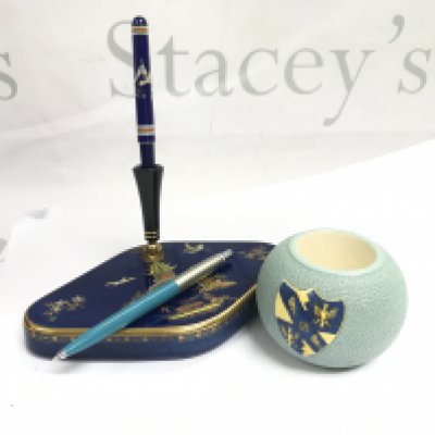 A Rare ceramic pen holder by Parker, ceramic Carlton Ware match striker. Parker Pen. This lot cannot be posted
