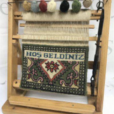 A vintage carpet article for Carpet making with hook, Welcome in Turkish. 35cm tall. postage category C