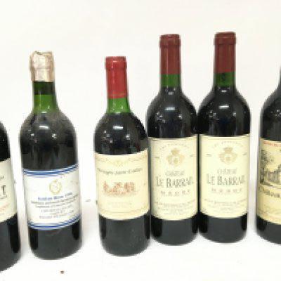 Six bottles of wine Chateau Le Barrail 2001 Medoc 1997 Montaigne Saint Emilion 1993 Chateau Oliver Grand Cru and other wine. (6)