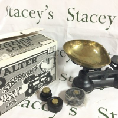 A boxed set of Salter Staffordshire model no60 kitchen scales. Postage category C