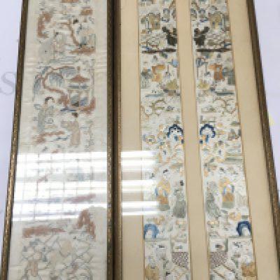 2 Chinese Microsilk Embroiderys. Largest approximate Size 64CM X 22CM. (2).