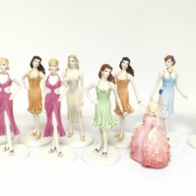 A Collection of Coalport Birthstone figures and one small Royal Doulton Rose figure. No obvious large damage or restoration This lot cannot be posted