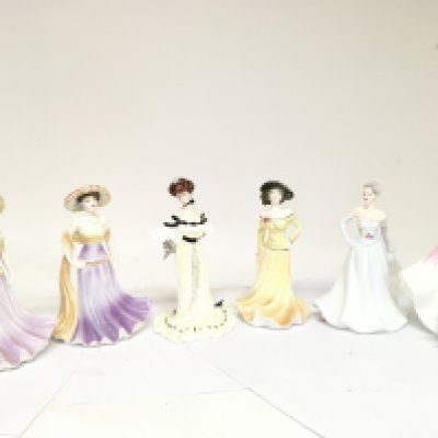 A Collection of porcelain Coalport lady figures including Special memories, Golden Age, Young Love etc this lot cannot be posted