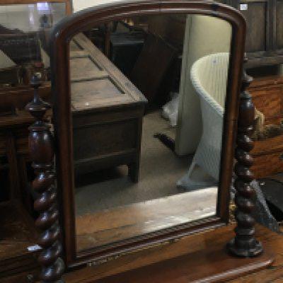 A Victorian mahogany dressing table mirror with barley twist supports. Hight 74cm. NO RESERVE