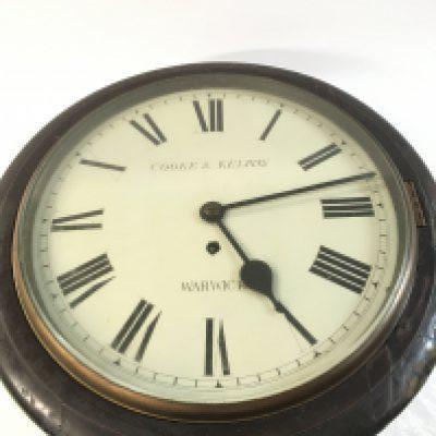 A 19th century Cooke and Kelway wall clock Warwick single fuse.