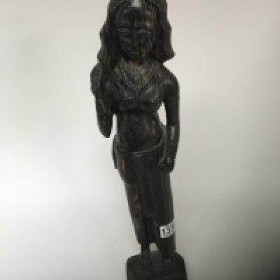 An unusual carved hardwood Indian type figure of a goddess height 56cm