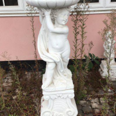 a set of Four composition, concrete garden, ornaments with shade, dishes supported by putty on a stylised base. Good condition sold in situ by to collect.