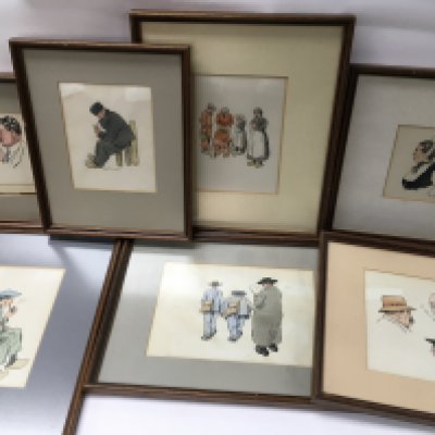 A collection of 1920s watercolour and ink sketches. Postage D