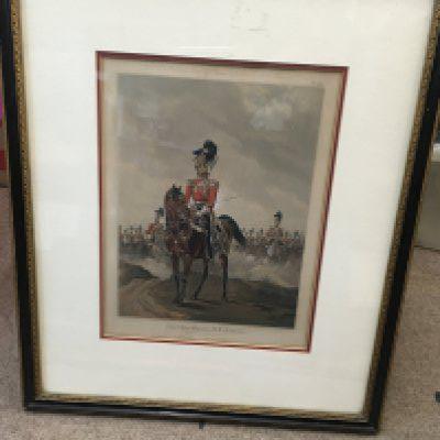 A framed coloured engraving of the 16th Queens lancers. Dimensions 48x57cm . This lot cannot be posted