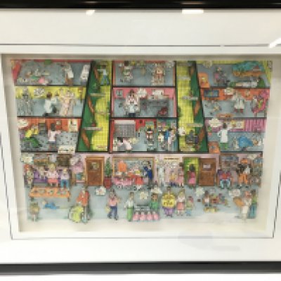 A framed 3 dimensional Charles Fazzino pop art paper construction titled The Doctors In! Dated 1994 428/475 ,Frame dimensions 59x46.5cm. This lot cannot be posted