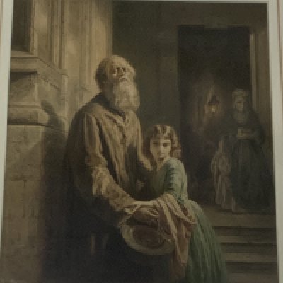 Josephus Laurentius Dyckmans, 1811-1888, Watercolour on paper of the Blind Beggar signed lower right J Dyckmans 1882. 62cm x 56cm