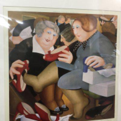 A signed Beryl Cook Limited Edition print 148/650 "The Shoe Shop" with certificate of authenticity