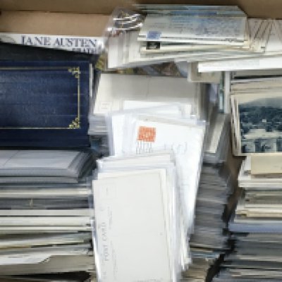 Five large boxes containing vintage postcards mainly mid 20th century some earlier mixed subjects (5)