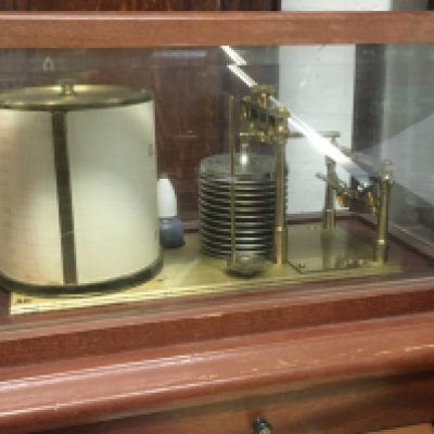A mahogany cased barograph. This lot cannot be posted