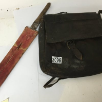 An African Tribe leather satchel and an African sword possible Masai Warrior. (2) NO RESERVE