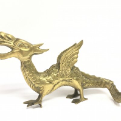 A heavy brass dragon , 14cm tall. Postage category B
