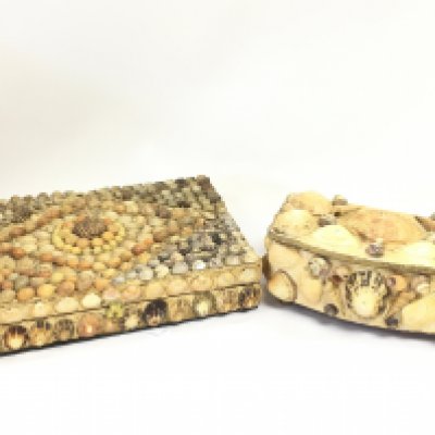 Two decorated shell boxes. This lot cannot be posted
