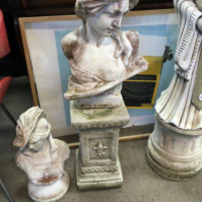 Two garden ornaments one with base one without. Postage D