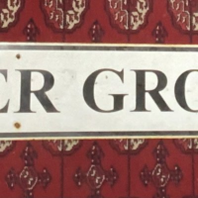 A large enamel street sign for Tenter Ground E. 180cm x 23cm
