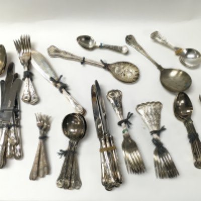 A collection of assorted silver plated cutlery.Postage B