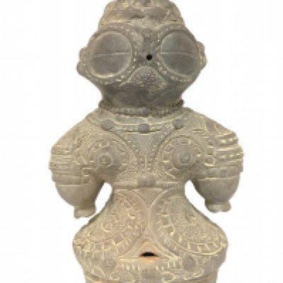 A Japanese Terracotta Dogu figurine of a pregnant woman, 29.5cm high
