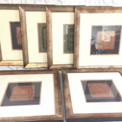 Framed Chinese etchings on paper including the Chinese Horoscope, The Four Gods, Longevity. This lot cannot be posted.