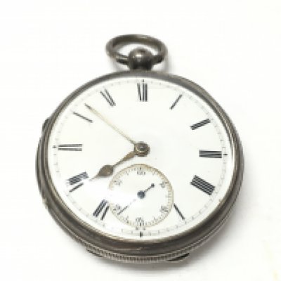 A silver cased pocket watch. 45mm case and 99.28g. Postage B. NO RESERVE