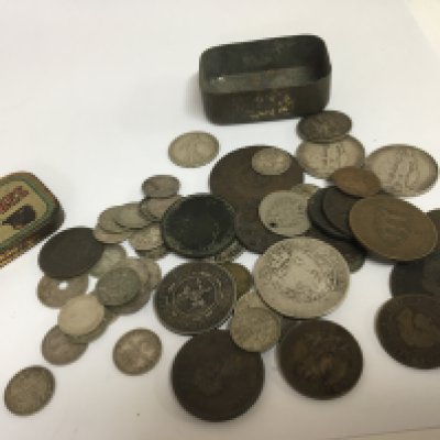 A collection of used circulated George III Victorian and later coinage including an 1894 South African two shilling.