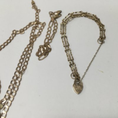 A 9 ct gold necklace and two 9 ct gold bracelets 18.5 grams.