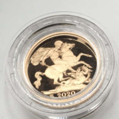 2020 gold proof sovereign with COA. Postage B