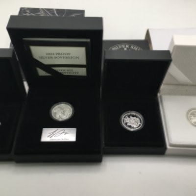 Five silver Sovereign of various designs. Postage B