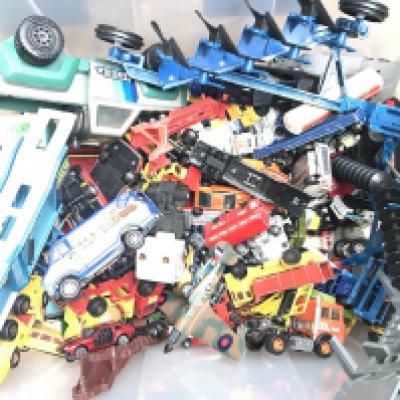 A Box Containing A Large Collection Of Playworn Diecast. No Reserve.