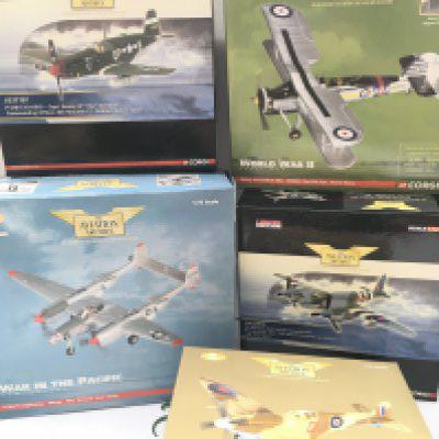 5 Boxed Corgi Aviation Archive Model Aircraft. Including A Spitfire. Mosquito. Lightning. Swordfish And A P-51B. (5).
