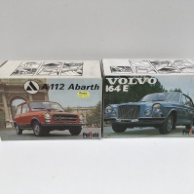 2x Boxed Polistil metal model cars featuring a A112 Abrath and a Volvo 164E. Still mounted on displays. No reserve.