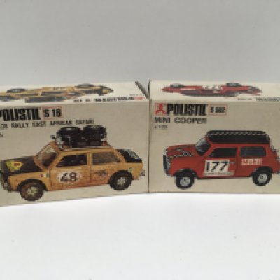 2x boxed model cars by Polistil 1.25 scale. Features S.16 Fiat 128 Rally East African Safari and S582 Mini Cooper 177. No reserve