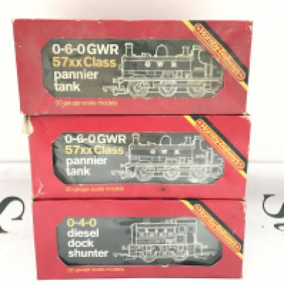Withdrawn -3 Boxed Hornby 00 Gauge Locomotives. A DockYard Shunter #R.253. And 2 X GWR Pannier Tank #R.041. (3).