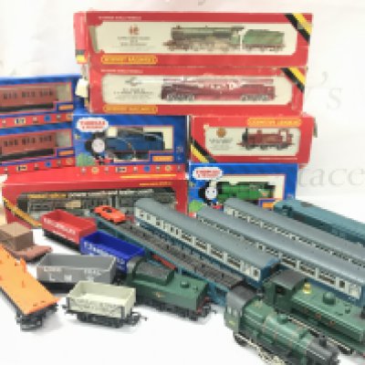 3 Boxes Containing 00 Gauge Boxed And Loose Locos. Coaches. Wagons. Track And Accessories. (3).