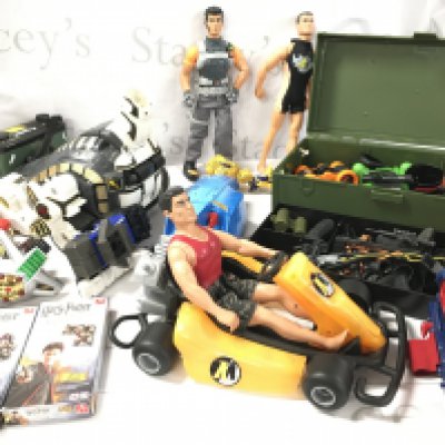A Collection Of Playworn Toys Including Action Man. Power Rangers And Harry Potter etc.
