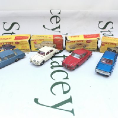 4 Boxed Dinky Vehicles. A Mercedes Benz. A Volkswagen 1500. A Alfa Romeo And Vauxhall Viva. Boxes Are Worn Cars Are Playworn.